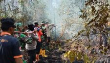 Satgas Karhutla Kabupaten PALI Berupaya Memadamkan Api.